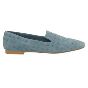 Vince Camuto Davanda Blue Suede Leather Studded Loafer Flats Size 8